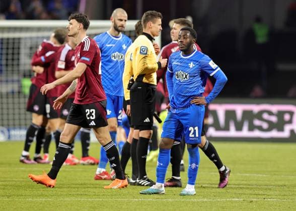 31 01 2025 Soccer Season 2024 2025 2 Soccer Bundesliga 20 Matchday 1 FC Nürnberg FCN Club SV Darmstadt 98 SVD Lilien Sportfoto Zink DaMa xdaxmax DFL regulations prohibit any use of photographs as image sequences and or quasi video only for editorial use Matondo Merveille Papela 21, SV Darmstadt 98 D98 SV98 disappointed Disappointment after the end of the match