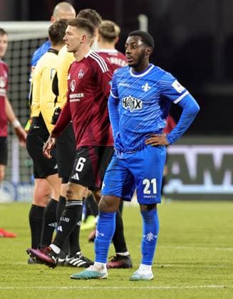 31 01 2025 Soccer Season 2024 2025 2 Soccer Bundesliga 20 Matchday 1 FC Nürnberg FCN Club SV Darmstadt 98 SVD Lilien Sportfoto Zink DaMa xdaxmax DFL regulations prohibit any use of photographs as image sequences and or quasi video only for editorial use Matondo Merveille Papela 21, SV Darmstadt 98 D98 SV98 disappointed Disappointment after the end of the match