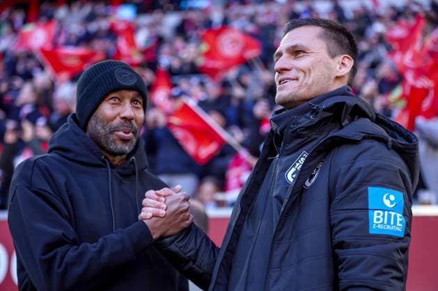 01 02 2025, Football, Fortuna Düsseldorf SSV Ulm 1846, 2 Fußball Bundesliga, 20 Matchday, Merkur Spiel Arena, Season 2024 2025 Head Coach Daniel Thioune Coach Fortuna Düsseldorf next to Ceftrainer Thomas Wörle SSV Ulm DFB regulations prohibit any use of photographs as image sequences and or quasi video Nordrhein Westfalen Germany