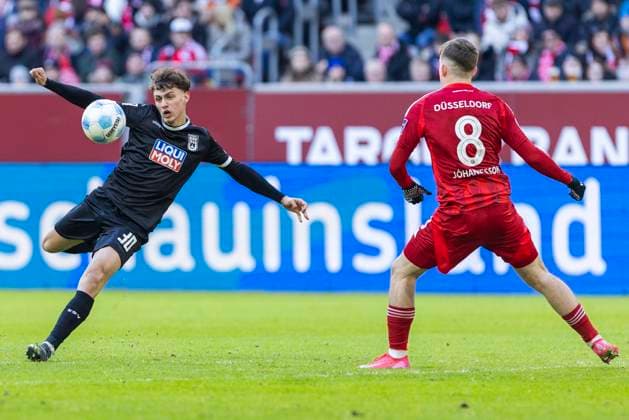 2 Soccer Bundesliga Fortuna Düsseldorf SSV Ulm 1846 Soccer, 01 02 2024 Maurice Krattenmacher SSV Ulm 1846 Soccer, 30 with one goal 2 Soccer Bundesliga, Fortuna Düsseldorf SSV Ulm 1846 Soccer, 20 Matchday, on 01 02 2024, Merkur Spiel Arena, Düsseldorf DFL regulations prohibit any use of photographs as image sequences and or quasi video Copyright: xBEAUTIFULxSPORTS Meuselx