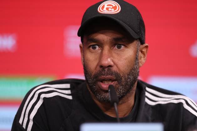 01 02 2025, Football, Fortuna Düsseldorf SSV Ulm 1846, 2 Fußball Bundesliga, 20 Matchday, Merkur Spiel Arena, Season 2024 2025 Head coach Daniel Thioune Coach Fortuna Düsseldorf at the press conference after the match DFB regulations prohibit any use of photographs as image sequences and or quasi video North Rhine-Westphalia Germany