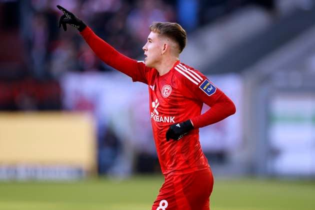 JOHANNESSON Isak Fortuna Duesseldorf cheers after his goal for 1 0 DFL 2 Bundesliga season 2024 2025 match Fortuna Duesseldorf SSV Ulm 3 2 on 01 02 2025 in Duesseldorf DFL REGULATIONS PROHIBIT ANY USE OF PHOTOGRAPHS as IMAGE SEQUENCES and or QUASI VIDEO Copyright: xLacixPerenyix