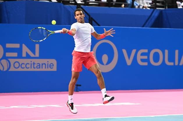 TENNIS : Open Sud de France ATP, Tennis Herren 250 - 01 02 2025 MONTPELLIER, FRANCE - 01 FEVRIER : 2 Felix AUGER-ALIASSIME (CAN) lors de la demi-finale du tournoi Open Sud de France ATP 250 contre Jesper DE JONG (NED) a Montpellier le 1er fÃ vrier 2025. France  Copyright: xValentinaxClaretx