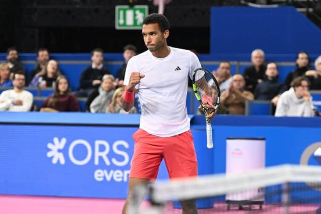 TENNIS : Open Sud de France ATP, Tennis Herren 250 - 01 02 2025 MONTPELLIER, FRANCE - 01 FEVRIER : 2 Felix AUGER-ALIASSIME (CAN) lors de la demi-finale du tournoi Open Sud de France ATP 250 contre Jesper DE JONG (NED) a Montpellier le 1er fÃ vrier 2025. France  Copyright: xValentinaxClaretx