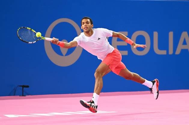 TENNIS : Open Sud de France ATP, Tennis Herren 250 - 01 02 2025 MONTPELLIER, FRANCE - 01 FEVRIER : 2 Felix AUGER-ALIASSIME (CAN) lors de la demi-finale du tournoi Open Sud de France ATP 250 contre Jesper DE JONG (NED) a Montpellier le 1er fÃ vrier 2025. France  Copyright: xValentinaxClaretx