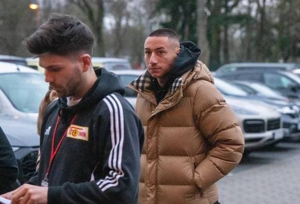 Fußball, Herren, Saison 2024 2025, 1. Bundesliga (20. Spieltag), 1. FC Union Berlin - RB Leipzig, v. l. Rene Andresen (Assistent der Geschäftsführung), Marin Ljubicic (Linzer ASK), 01.02.2025, Copyright: xMatthiasxKochx