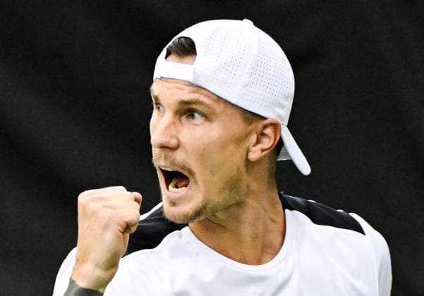 February 1, 2025, Montreal, Pq, Canada: Marton Fucsovics, of Hungary, reacts during his Davis Cup qualifying tennis match against Gabriel Diallo, of Canada, in Montreal on Saturday, February 1, 2025. Gabriel Diallo, Marton Fucsovics, - ZUMAc35_ 20250201_zaf_c35_114 Copyright: xGrahamxHughesx