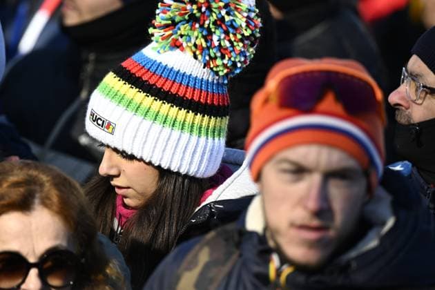 Fans pictured during the junior men competition of the UCI cyclocross World Championship, WM, Weltmeisterschaft in Lievin, France, Sunday 02 February 2025. The world championships are taking place from 31 January until 02 February. JASPERxJACOBS  x111633034x