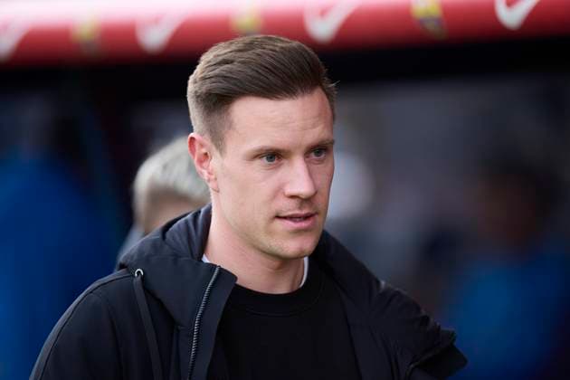 February 2, 2025, Barcelona, Barcelona, SPAIN: Marc Andre ter Stegen of FC Barcelona, Barca looks on prior to the LaLiga EA Sports match between FC Barcelona and Deportivo Alaves at Estadi Olimpic Lluis Companys on February 2, 2025, in Barcelona, Spain. Barcelona SPAIN - ZUMAa181 20250202_zaa_a181_021 Copyright: xRicardoxLarreinax