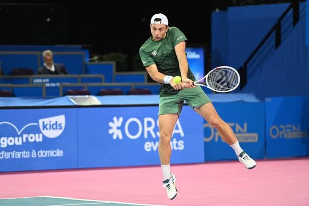 TENNIS : Open Sud de France ATP, Tennis Herren 250 - 02 02 2025 MONTPELLIER, FRANCE - 02 FEVRIER : Robin HAASE (NED) - Botic VAN DE ZANDSCHULP (NED) vs. Tallon GRIEKSPOOR (NED) - Bart STEVENS (NED) lors de la finale doubles du tournoi Open Sud de France ATP 250 a Montpellier le 2 fÃ vrier 2025. France  Copyright: xValentinaxClaretx
