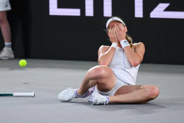 TENNIS - WTA, Tennis Damen Upper Austria Ladies Linz LINZ,AUSTRIA,02.FEB.25 - TENNIS - WTA Tour, Upper Austria Ladies Linz. Image shows the rejoicing of Ekaterina Alexandrova (RUS).  GEPAxpictures xChristianxMoser