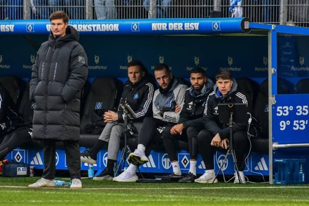 Coach Merlin Polzin Claus Costa Director of Professional Football Sven Höh Goalkeeping Coach Co Coach Richard Krohn Loic Fave HSV Germany , Hamburg , Volksparkstadion , Football , 2 Bundesliga , Hamburger SV Hannover 96