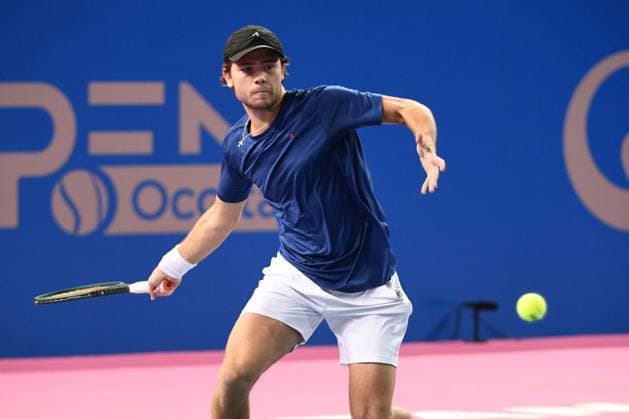 TENNIS : Open Sud de France ATP, Tennis Herren 250 - 02 02 2025 MONTPELLIER, FRANCE - 02 FEVRIER : Q Aleksandar KOVACEVIC (USA) lors de la finale contre 2 Felix AUGER-ALIASSIME (CAN) lors du tournoi Open Sud de France ATP 250 a Montpellier le 2 fÃ vrier 2025. France  Copyright: xValentinaxClaretx