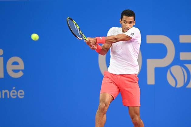 TENNIS : Open Sud de France ATP, Tennis Herren 250 - 02 02 2025 MONTPELLIER, FRANCE - 02 FEVRIER : 2 Felix AUGER-ALIASSIME (CAN) lors de la finale du tournoi Open Sud de France ATP 250 contre Q Aleksandar KOVACEVIC (USA) a Montpellier le 2 fÃ vrier 2025. France  Copyright: xValentinaxClaretx