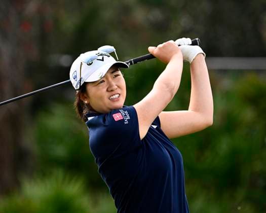 Rose Zhange drives from the 9th tee box at the LPGA, Golf Damen Hilton Grand Vacations Tournament of Champions at the Lake Nona Golf and Country Club in Orlando, Florida on Sunday February 2, 2025. .  ORP20250202019 JOExMARINO