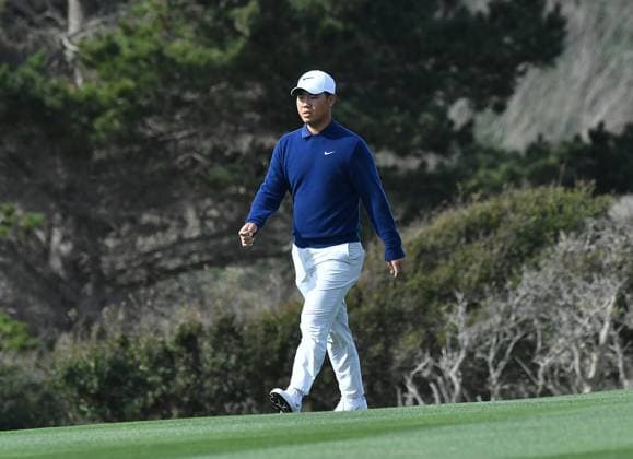 February 2, 2025, Pebble Beach, Ca, USA: Tom Kim during the final round of the AT&T Pebble Beach Pro-Am 2025 at Pebble Beach Golf Links on February 02, 2025 in Pebble Beach, California. Photo: Casey Flanigan imageSPACE Pebble Beach USA - ZUMAi237 20250202_zsa_i237_036 Copyright: xFlanigan Imagespacex