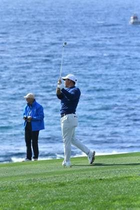 February 2, 2025, Pebble Beach, Ca, USA: Tom Kim during the final round of the AT&T Pebble Beach Pro-Am 2025 at Pebble Beach Golf Links on February 02, 2025 in Pebble Beach, California. Photo: Casey Flanigan imageSPACE Pebble Beach USA - ZUMAi237 20250202_zsa_i237_037 Copyright: xFlanigan Imagespacex