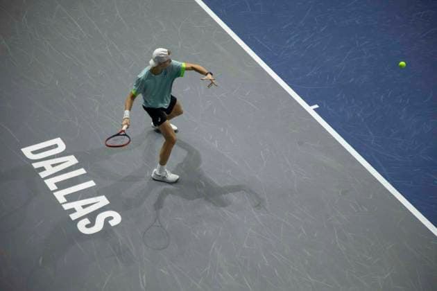 February 2, 2025, Frisco, Texas, USA: GEORGI GEORGIEV (BUL) returns with a forehand during round 2 of the qualifiers at the Dallas Open at the Star in Frisco, TX. MICHAEL MMOH (USA) defeated GEORGI GEORGIEV (BUL), 13-9. Frisco USA - ZUMAh193 20250202_zsp_h193_004 Copyright: xDanielxMcGregor-Huyerx