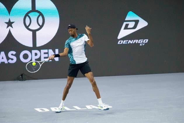 February 2, 2025, Frisco, Texas, USA: CHRISTIAN EUBANKS (USA) returns with a forehand during round 2 of the qualifiers at the Dallas Open at the Star in Frisco, TX. CHRIS EUBANKS (USA) defeated JACK PINNINGTON JONES (GBR), 12-4. Frisco USA - ZUMAh193 20250202_zsp_h193_012 Copyright: xDanielxMcGregor-Huyerx