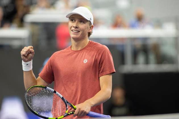 February 2, 2025, Frisco, Texas, USA: ETHAN QUINN (USA) celebrates during round 2 of the qualifiers at the Dallas Open at the Star in Frisco, TX. ETHAN QUINN (USA) defeated JAMES DUCKWORTH (AUS), 14-11. Frisco USA - ZUMAh193 20250202_zsp_h193_031 Copyright: xDanielxMcGregor-Huyerx