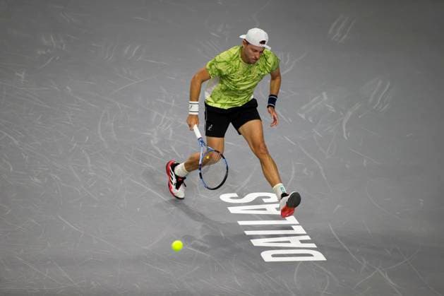 February 2, 2025, Frisco, Texas, USA: JAMES DUCKWORTH (AUS) chases the ball during round 2 of the qualifiers at the Dallas Open at the Star in Frisco, TX. ETHAN QUINN (USA) defeated JAMES DUCKWORTH (AUS), 14-11. Frisco USA - ZUMAh193 20250202_zsp_h193_038 Copyright: xDanielxMcGregor-Huyerx