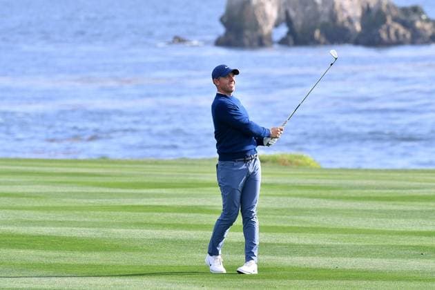 February 2, 2025, Pebble Beach, Ca, USA: Rory McIlroy is seen on the 18th hole fairway after the final round of the AT&T Pebble Beach Pro-Am 2025 at Pebble Beach Golf Links on February 02, 2025 in Pebble Beach, California. Northern Ireland s Rory McIlroy marked his first PGA, Golf Herren Tour event of the year with an impressive two-shot victory at the Pebble Beach Pro-Am. The 35-year-old finished with a six-under 66 to win on 21 under par, his 27th victory on the PGA Tour - and first at the iconic California course. Photo: Casey Flanigan imageSPACE Pebble Beach USA - ZUMAi237 20250202_zsa_i237_047 Copyright: xFlanigan Imagespacex