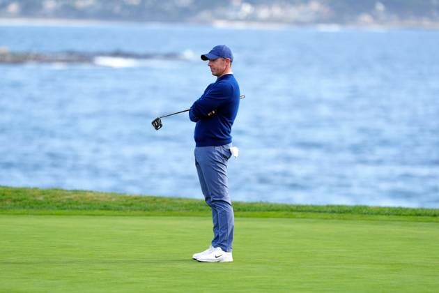PEBBLE BEACH, CA - FEBRUARY 02: PGA, Golf Herren golfer Rory McIlroy waits to putt on the 18th hole during the final round of the AT&T Pebble Beach Pro AM on February 2, 2025, at Pebble Beach Golf Links in Pebble Beach, California. (Photo by Brian Spurlock Icon Sportswire) GOLF: FEB 02 PGA AT&T Pebble Beach Pro-Am EDITORIAL USE ONLY Icon25020221