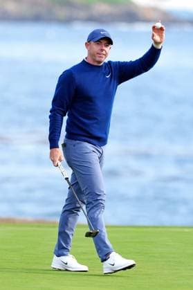 PEBBLE BEACH, CA - FEBRUARY 02: PGA, Golf Herren golfer Rory McIlroy reacts on the 18th hole after winning the AT&T Pebble Beach Pro AM on February 2, 2025, at Pebble Beach Golf Links in Pebble Beach, California. (Photo by Brian Spurlock Icon Sportswire) GOLF: FEB 02 PGA AT&T Pebble Beach Pro-Am EDITORIAL USE ONLY Icon25020224