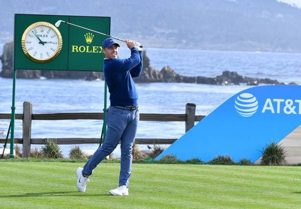 February 2, 2025, Pebble Beach, Ca, USA: Rory McIlroy is seen on the tee of hole 18 just before winning the Pro-Am on the final round of the AT&T Pebble Beach Pro-Am 2025 at Pebble Beach Golf Links on February 02, 2025 in Pebble Beach, California. Photo: Casey Flanigan imageSPACE Pebble Beach USA - ZUMAi237 20250202_zsa_i237_065 Copyright: xFlanigan Imagespacex