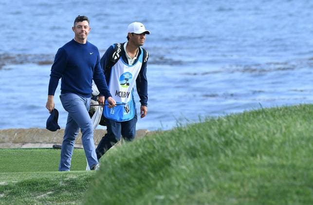 February 2, 2025, Pebble Beach, Ca, USA: Rory McIlroy is seen on the fairway of hole 18 just before winning the Pro-Am on the final round of the AT&T Pebble Beach Pro-Am 2025 at Pebble Beach Golf Links on February 02, 2025 in Pebble Beach, California. Photo: Casey Flanigan imageSPACE Pebble Beach USA - ZUMAi237 20250202_zsa_i237_076 Copyright: xFlanigan Imagespacex