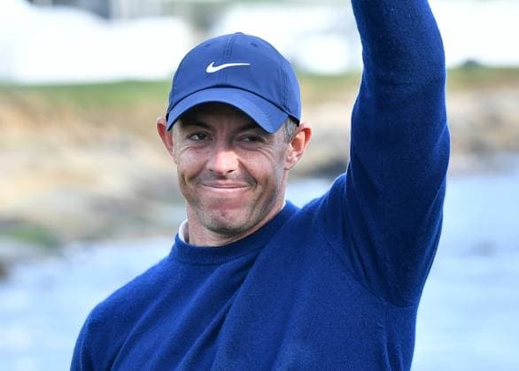 February 2, 2025, Pebble Beach, Ca, USA: Rory McIlroy is seen on the green of hole 18 after winning the Pro-Am on the final round of the AT&T Pebble Beach Pro-Am 2025 at Pebble Beach Golf Links on February 02, 2025 in Pebble Beach, California. Photo: Casey Flanigan imageSPACE Pebble Beach USA - ZUMAi237 20250202_zsa_i237_085 Copyright: xFlanigan Imagespacex