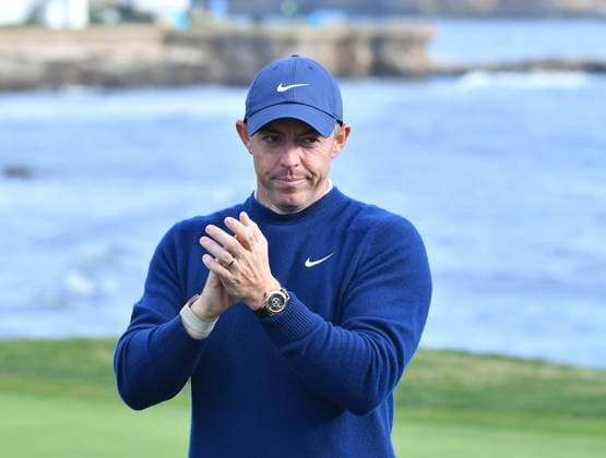 February 2, 2025, Pebble Beach, Ca, USA: Rory McIlroy is seen on the green of hole 18 after winning the Pro-Am on the final round of the AT&T Pebble Beach Pro-Am 2025 at Pebble Beach Golf Links on February 02, 2025 in Pebble Beach, California. Photo: Casey Flanigan imageSPACE Pebble Beach USA - ZUMAi237 20250202_zsa_i237_090 Copyright: xFlanigan Imagespacex