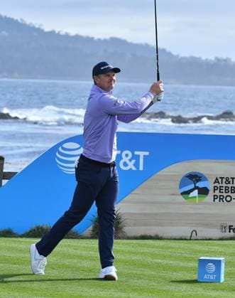 February 2, 2025, Pebble Beach, Ca, USA: Justin Rose during the final round of the AT&T Pebble Beach Pro-Am 2025 at Pebble Beach Golf Links on February 02, 2025 in Pebble Beach, California. Photo: Casey Flanigan imageSPACE Pebble Beach USA - ZUMAi237 20250202_zsa_i237_129 Copyright: xFlanigan Imagespacex