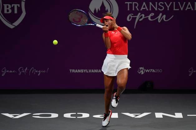 Transylvania Open - Victoriya Tomova v Mayar Sherif Mayar Sherif of Egypt in action against Victoriya Tomova of Bulgaria during the WTA, Tennis Damen Tour Transylvania Open match, in Cluj Napoca, Monday 03 February 2025. Alex Nicodim Imago Images Copyright: xAlexxNicodimx
