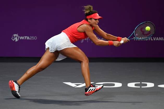 Transylvania Open - Victoriya Tomova v Mayar Sherif Mayar Sherif of Egypt in action against Victoriya Tomova of Bulgaria during the WTA, Tennis Damen Tour Transylvania Open match, in Cluj Napoca, Monday 03 February 2025. Alex Nicodim Imago Images Copyright: xAlexxNicodimx
