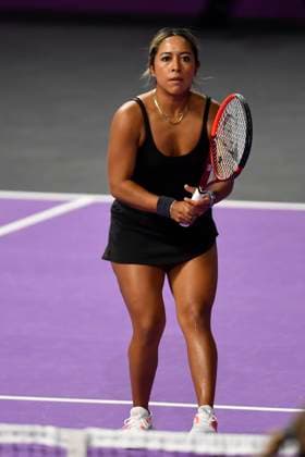 Transylvania Open - Victoriya Tomova v Mayar Sherif Sabrina Sanataria of United States and Monica Niculescu of Romania in action against Jacqueline Cristian and Angelica Moratelli of Italy during the WTA, Tennis Damen Tour Transylvania Open double match, in Cluj Napoca, Monday 03 February 2025. Alex Nicodim Imago Images Copyright: xAlexxNicodimx