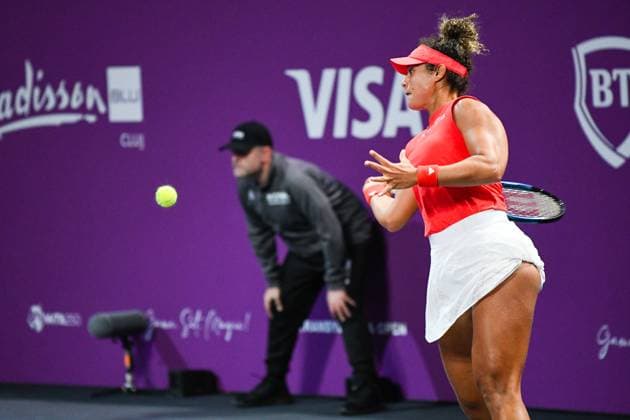 Transylvania Open 2025 - WTA, Tennis Damen 250 Tournament - Day 1 Mayar Sherif of the Republic of Egypt competes against Viktoriya Tomova of Bulgaria during the round of 32 of the Transylvania Open 2025, a WTA250 Tournament, at BT Arena in Cluj-Napoca, Romania, on February 3, 2025 Cluj-Napoca Romania  Copyright: xFlaviuxBuboix originalFilename:buboi-notitle250203_npALR.jpg