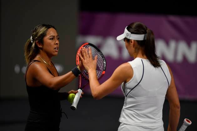 Transylvania Open - Victoriya Tomova v Mayar Sherif Sabrina Sanataria of United States and Monica Niculescu of Romania in action against Jacqueline Cristian and Angelica Moratelli of Italy during the WTA, Tennis Damen Tour Transylvania Open double match, in Cluj Napoca, Monday 03 February 2025. Alex Nicodim Imago Images Copyright: xAlexxNicodimx