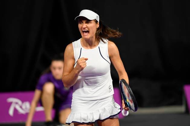 Transylvania Open - Victoriya Tomova v Mayar Sherif Sabrina Sanataria of United States and Monica Niculescu of Romania in action against Jacqueline Cristian and Angelica Moratelli of Italy during the WTA, Tennis Damen Tour Transylvania Open double match, in Cluj Napoca, Monday 03 February 2025. Alex Nicodim Imago Images Copyright: xAlexxNicodimx
