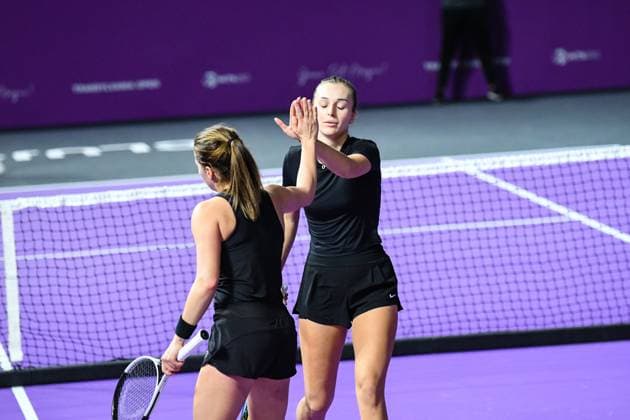 Transylvania Open 2025 - WTA, Tennis Damen 250 Tournament - Day 1 Maja Chwalinska and Anastasia Detiuc compete during the round of 32 of the Transylvania Open 2025, a WTA250 Tournament, at BT Arena in Cluj-Napoca, Romania, on February 3, 2025 Cluj-Napoca Romania  Copyright: xFlaviuxBuboix originalFilename:buboi-notitle250203_npRex.jpg