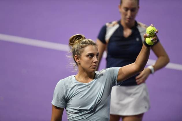 Transylvania Open - Victoriya Tomova v Mayar Sherif Jacqueline Cristian and Angelica Moratelli of Italy in action against Sabrina Sanataria of United States and Monica Niculescu of Romania during the WTA, Tennis Damen Tour Transylvania Open double match, in Cluj Napoca, Monday 03 February 2025. Alex Nicodim Imago Images Copyright: xAlexxNicodimx