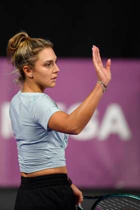 Transylvania Open - Victoriya Tomova v Mayar Sherif Jacqueline Cristian and Angelica Moratelli of Italy in action against Sabrina Sanataria of United States and Monica Niculescu of Romania during the WTA, Tennis Damen Tour Transylvania Open double match, in Cluj Napoca, Monday 03 February 2025. Alex Nicodim Imago Images Copyright: xAlexxNicodimx