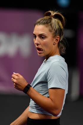 Transylvania Open - Victoriya Tomova v Mayar Sherif Jacqueline Cristian and Angelica Moratelli of Italy in action against Sabrina Sanataria of United States and Monica Niculescu of Romania during the WTA, Tennis Damen Tour Transylvania Open double match, in Cluj Napoca, Monday 03 February 2025. Alex Nicodim Imago Images Copyright: xAlexxNicodimx