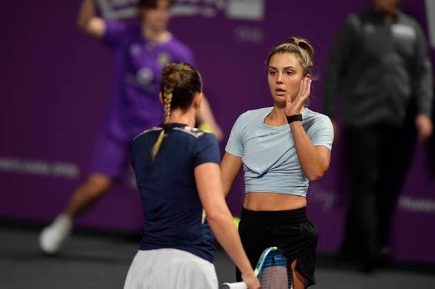 Transylvania Open - Victoriya Tomova v Mayar Sherif Jacqueline Cristian of Romania and Angelica Moratelli of Italy in action against Sabrina Sanataria of United States and Monica Niculescu of Romania during the WTA, Tennis Damen Tour Transylvania Open double match, in Cluj Napoca, Monday 03 February 2025. Alex Nicodim Imago Images Copyright: xAlexxNicodimx