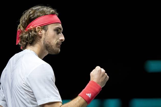 ROTTERDAM - Stefanos Tsitsipas (GRE) in action against Harold Mayot (FRA) on the first day of the ABN AMRO Open tennis tournament in Ahoy. ANP SANDER KONINGcz (POL) ABN AMRO Open - Day One 2025 xVIxANPxSportx xxANPxIVx 519066141 originalFilename: 519066141.jpg