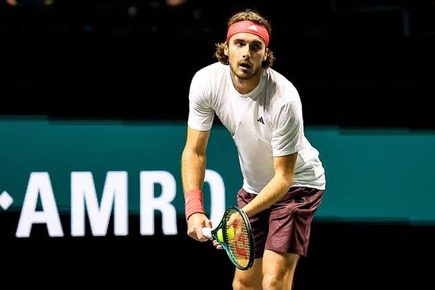 ROTTERDAM, 3-2-25, Sportpaleis Ahoy Rotterdam, ABN AMRO tennistoernooi 2025, Stefanos Tsitsipas ABN AMRO tennistoernooi 2025  x27696295x Copyright: