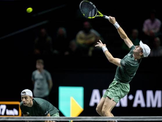 ROTTERDAM - Tallon Griekspoor (NED) and Botic van de Zandschulp (NED) in action against Kevin Krawietz (GER) Tim Puetz (GER) on the first day of the ABN AMRO Open tennis tournament in Ahoy. ANP SANDER KONING ABN AMRO Open - Day One 2025 xVIxANPxSportx xxANPxIVx 519071107 originalFilename: 519071107.jpg