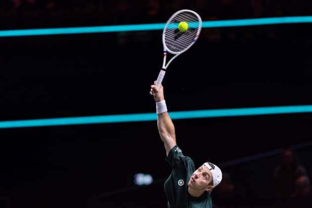2025-02-03 ABN AMRO Open Day One ROTTERDAM, NETHERLANDS - FEBRUARY 3: Tallon Griekspoor of the Netherlands in action during Day One of the ABN AMRO Open at Rotterdam Ahoy on February 3, 2025 in Rotterdam, Netherlands. (Photo by Joris Verwijst BSR Agency) Rotterdam Netherlands Content not available for redistribution in The Netherlands directly or indirectly through any third parties. Copyright: xBSRxAgencyx