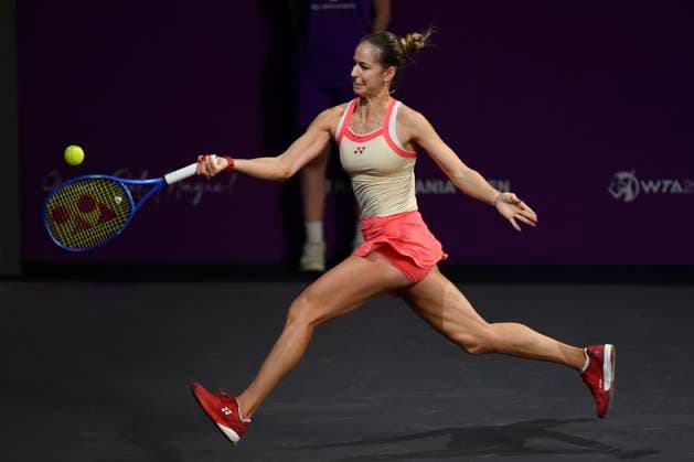 Transylvania Open - Victoriya Tomova v Mayar Sherif Anna Bondar of Hungary in action against Suzan Lamens of Netherlands during the WTA, Tennis Damen Tour Transylvania Open single match, in Cluj Napoca, Monday 03 February 2025. Alex Nicodim Imago Images Copyright: xAlexxNicodimx