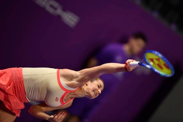 Transylvania Open - Victoriya Tomova v Mayar Sherif Anna Bondar of Hungary in action against Suzan Lamens of Netherlands during the WTA, Tennis Damen Tour Transylvania Open single match, in Cluj Napoca, Monday 03 February 2025. Alex Nicodim Imago Images Copyright: xAlexxNicodimx